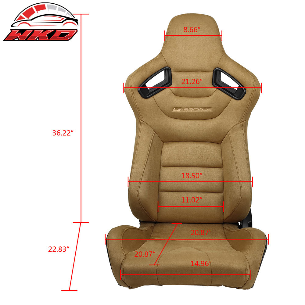 Universal Reclinable Racing Seat Dual Slider Left Brown Suede & Carbon Leather