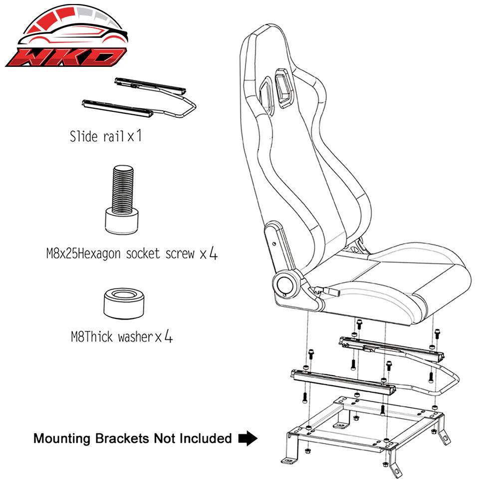 Universal Reclinable Racing Seat Dual Slider Left Brown Suede & Carbon Leather
