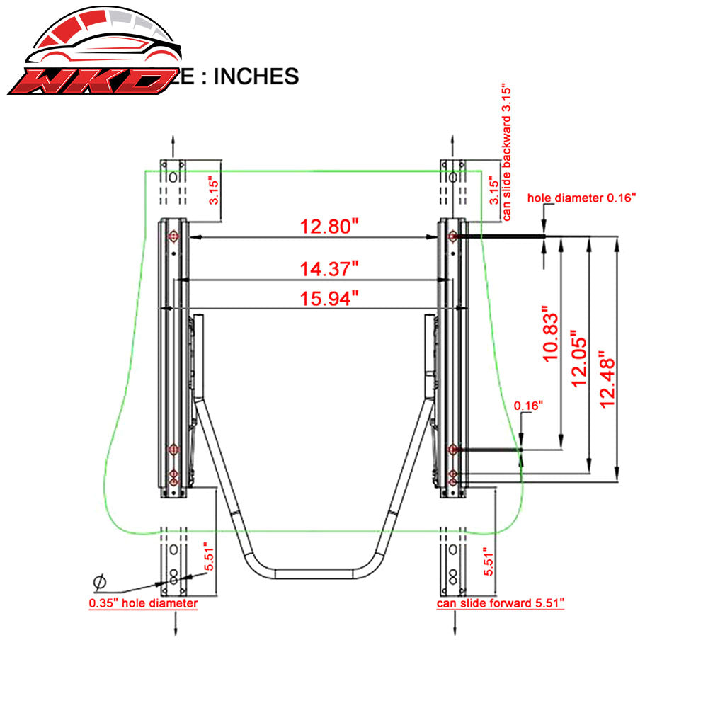 Universal Adjust Racing Seat Dual Slider Left PU Carbon Leather Orange Stitch