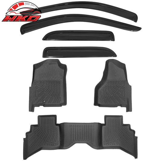 Wholesale For 02-09 Ram 1500 2500 3500 Quad Cab 3D TPE Floor Mats Carpets + Window Visors - Wikond Auto