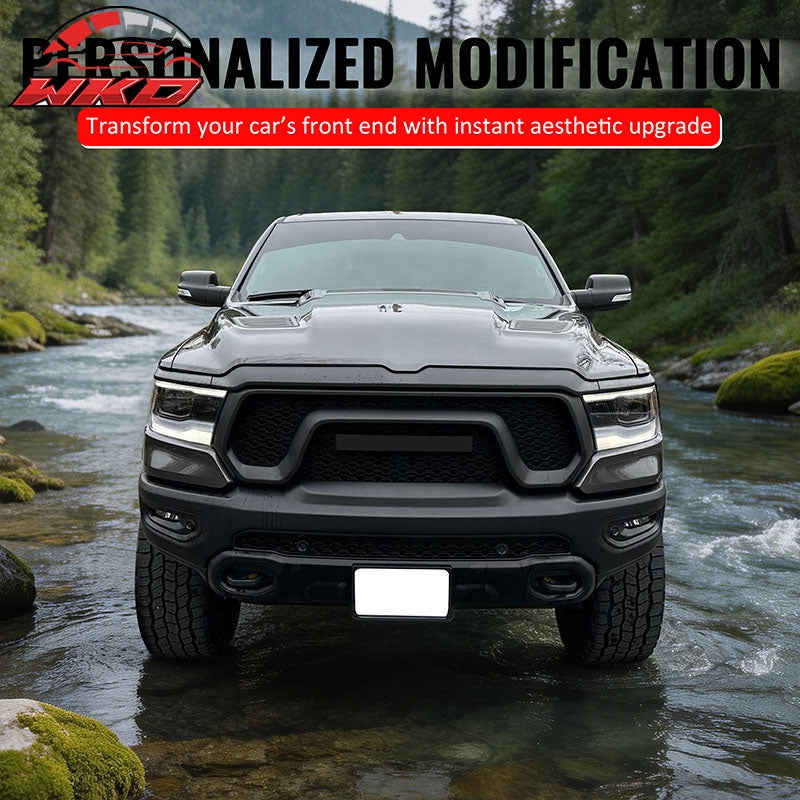 Wholesale For 19-24 Ram 1500 Rebel OE Style Front Bumper Hood Grille Cover Matte Black ABS - Wikond Auto