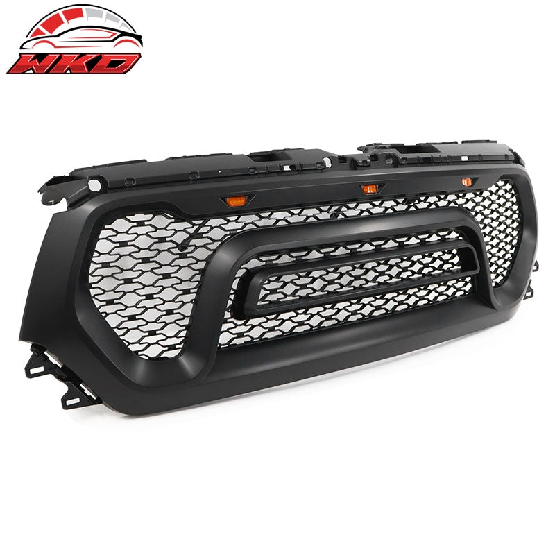 Fits 19-24 Ram 1500 Rebel Style Front Grille with Signal Lights Matte Black ABS