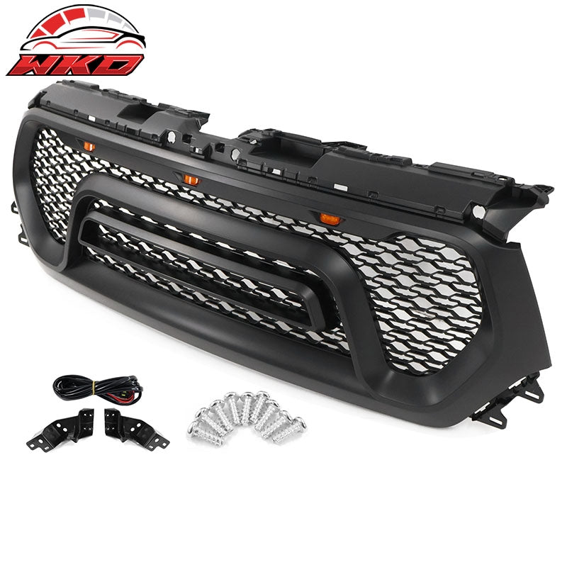 Fits 19-24 Ram 1500 Rebel Style Front Grille with Signal Lights Matte Black ABS