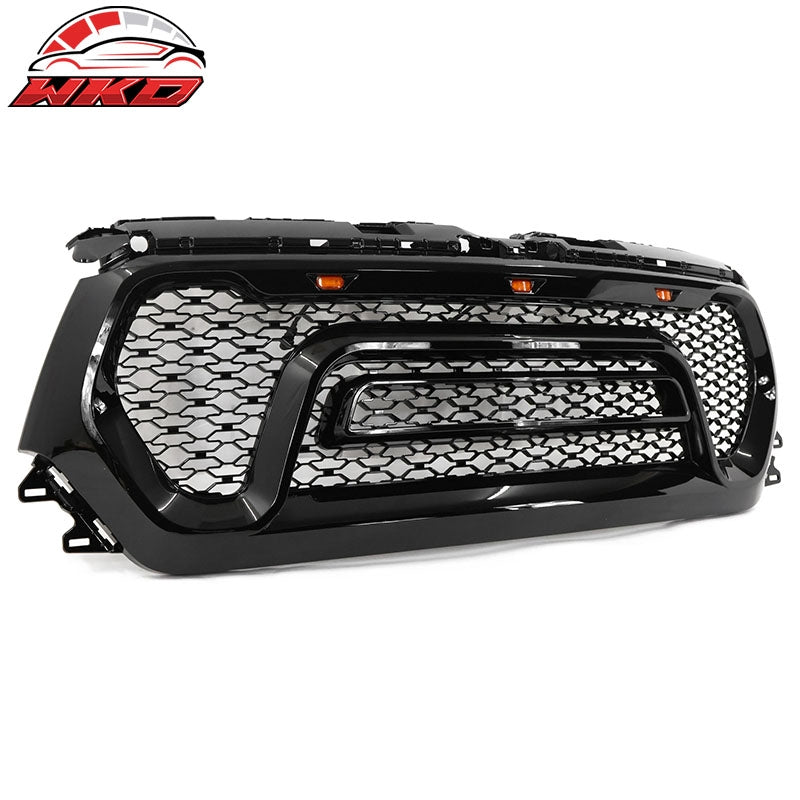 Fits 19-24 Ram 1500 Rebel Style Front Grille with Signal Lights Gloss Black ABS