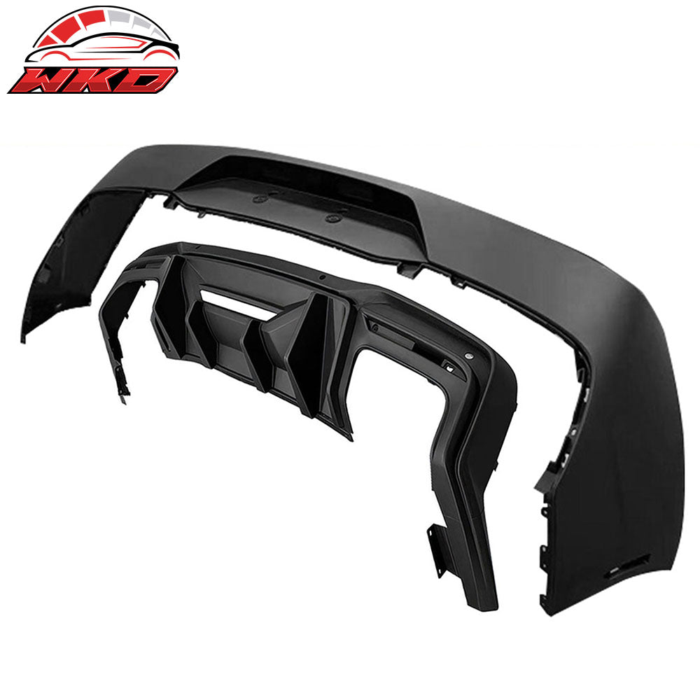 Fits 24-26 Mustang OE Rear Bumper Cover Rock Diffuser Valance Lip Matte Black PP