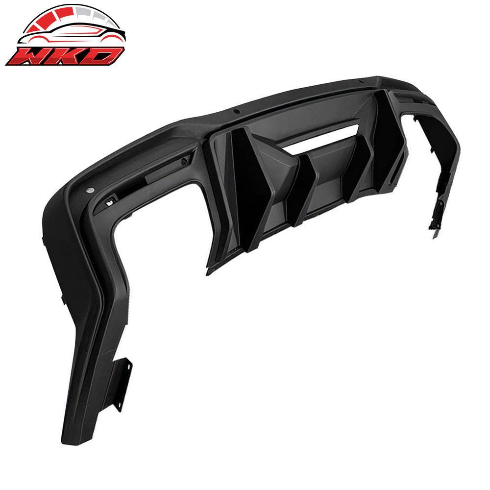 Fits 24-26 Mustang OE Rear Bumper Cover Rock Diffuser Valance Lip Matte Black PP