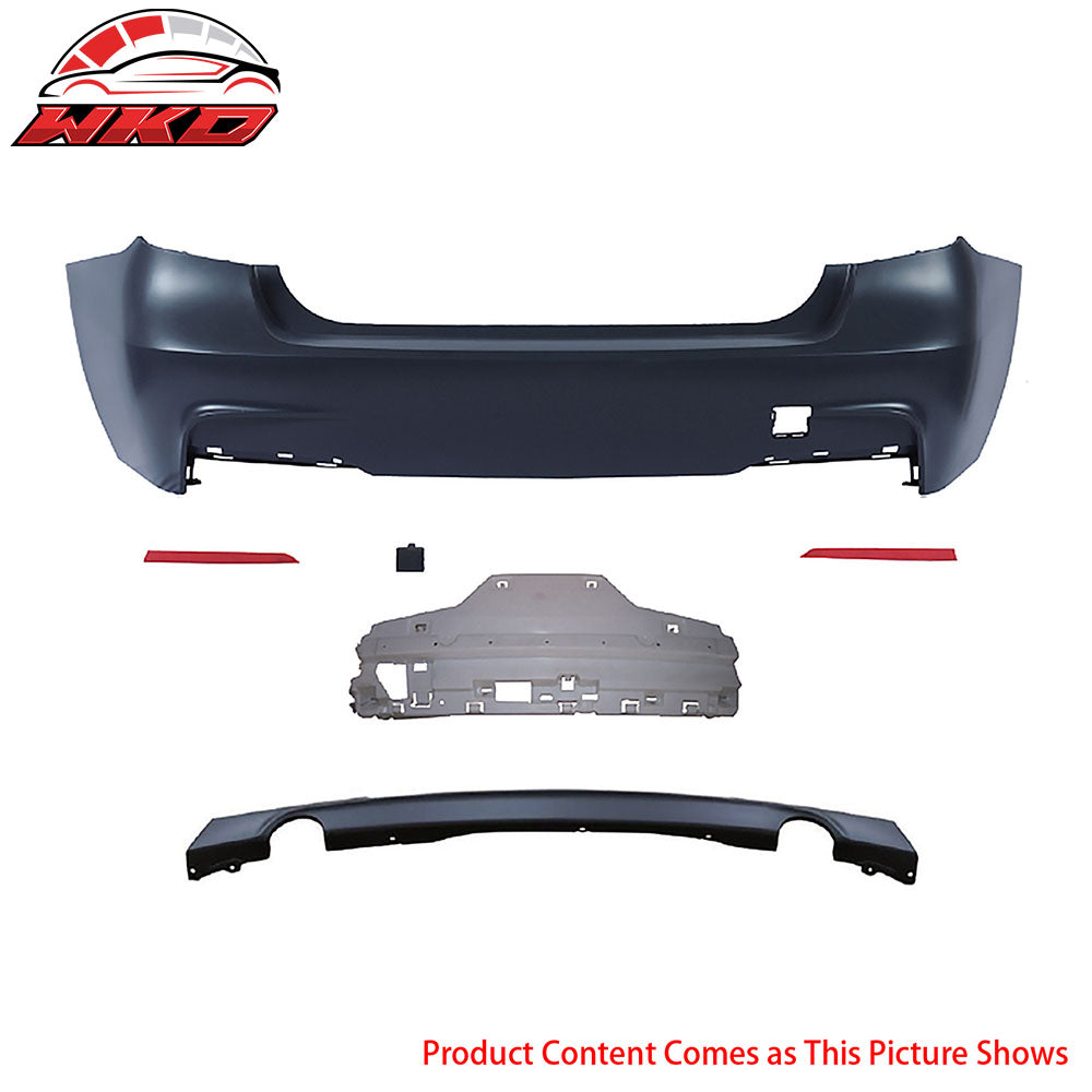 Fits 12-18 BMW 3 Series Rear Bumper Cover W/ Single Muffler Twin Outlet Diffuser