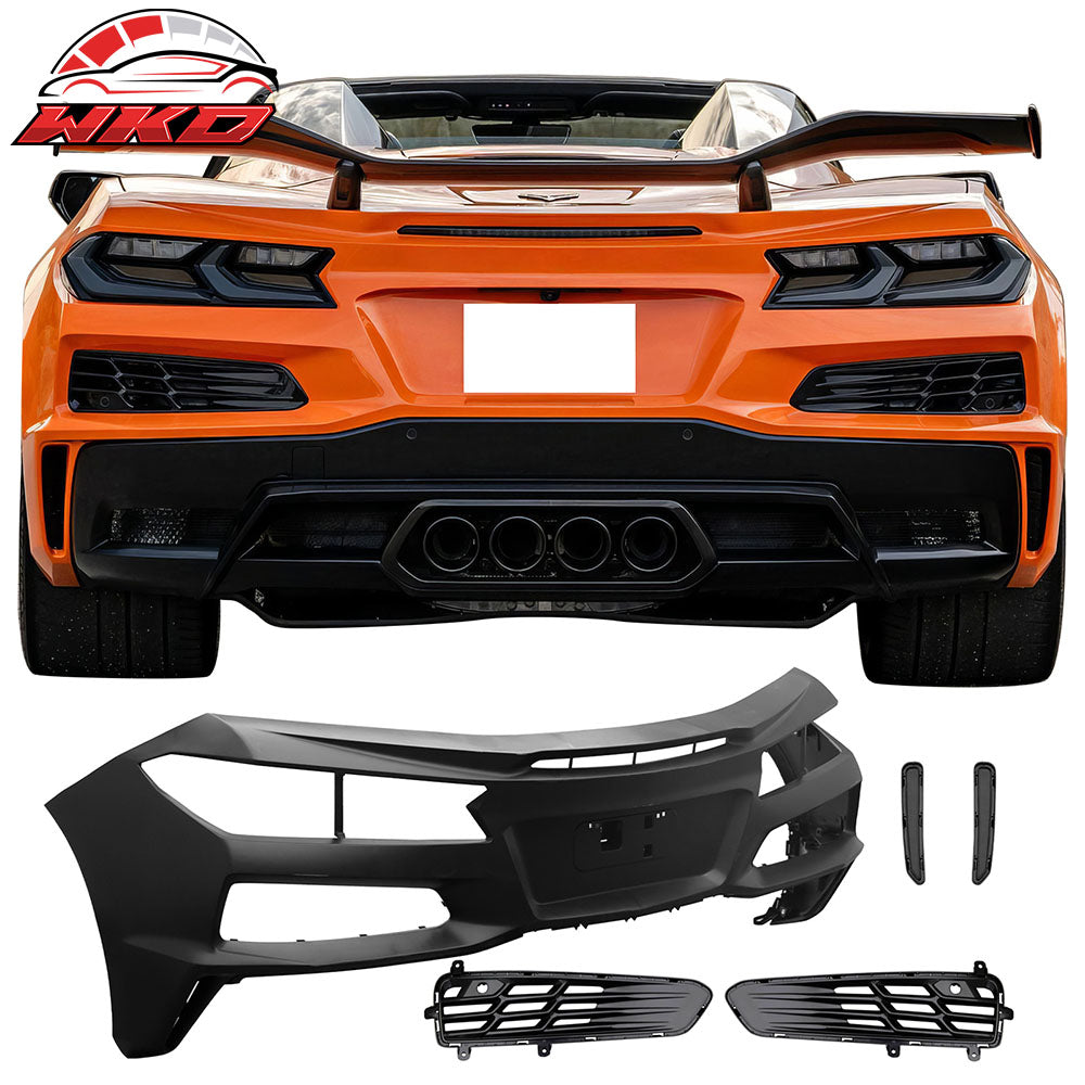 Fits 20-25 Chevy Corvette C8 Z06 PP Rear Bumper Cover Replacement W/ ABS Grilles