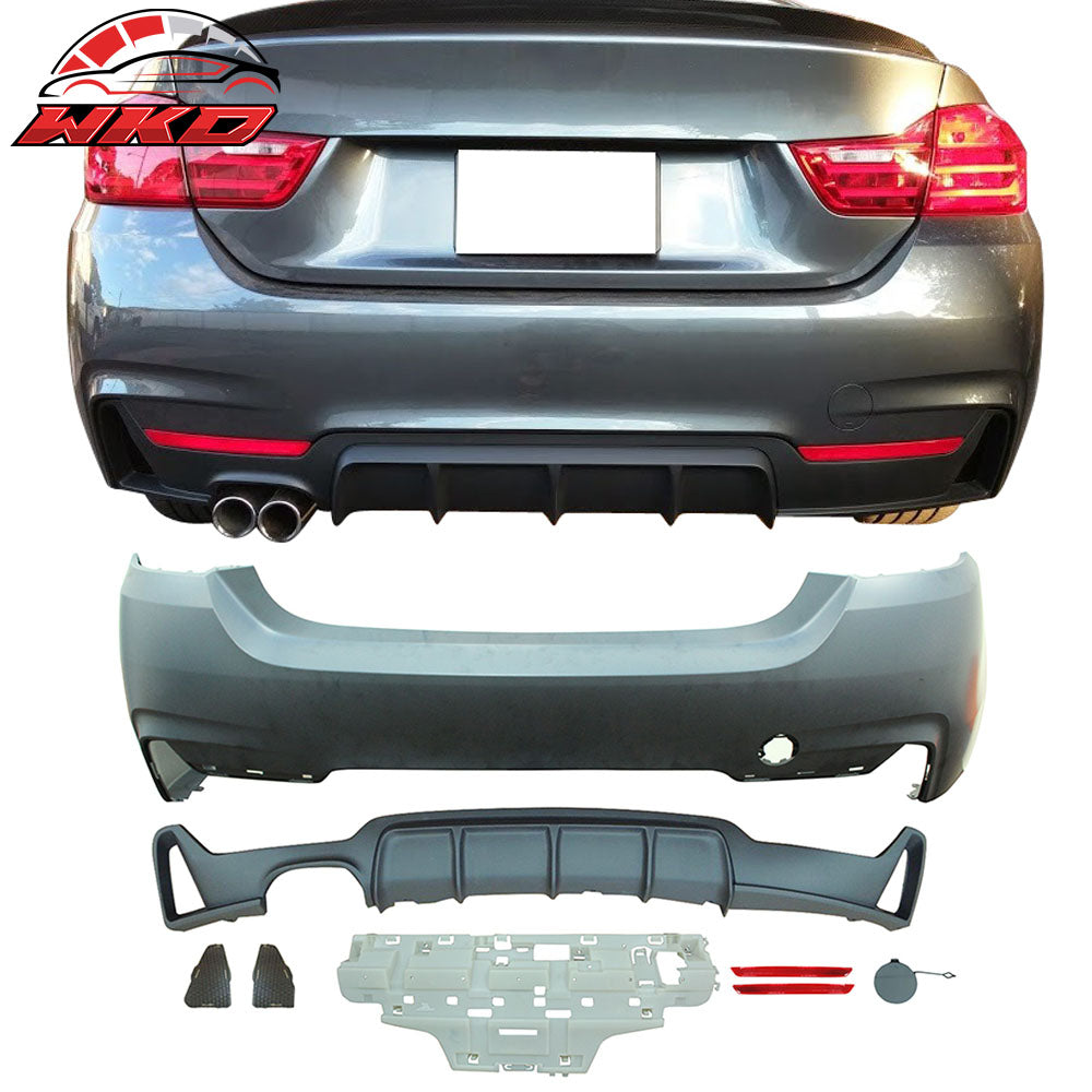 Fits 14-20 F32 428i M-P Style Rear Bumper Cover Single Outlet-Polypropylene