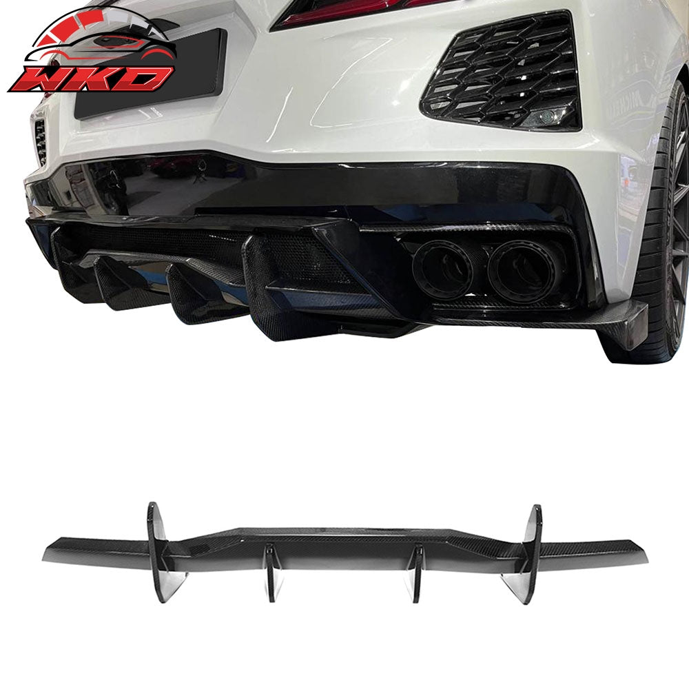 20-26 Chevy Corvette C8 Stingray Rear Bumper Diffuser Fin Lip Carbon Fiber | Wholesale