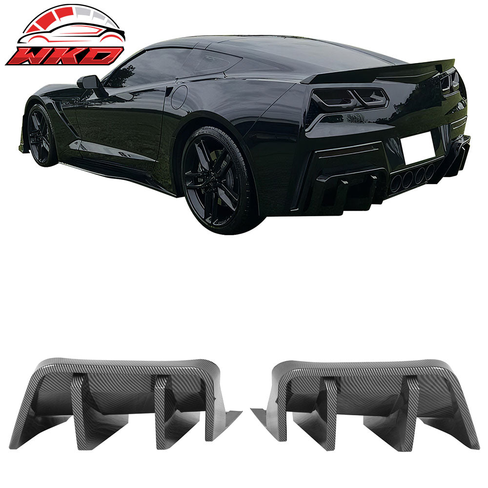 14-19 Corvette C7 IKON Style Rear Bumper Diffuser Lip PP Carbon Fiber Print | Wholesale