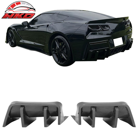 14-19 Corvette C7 IKON Style Rear Bumper Diffuser Lip PP Carbon Fiber Print | Wholesale