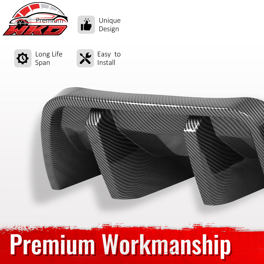 Fits 14-19 Corvette C7 IKON Style Rear Bumper Diffuser Lip PP Carbon Fiber Print