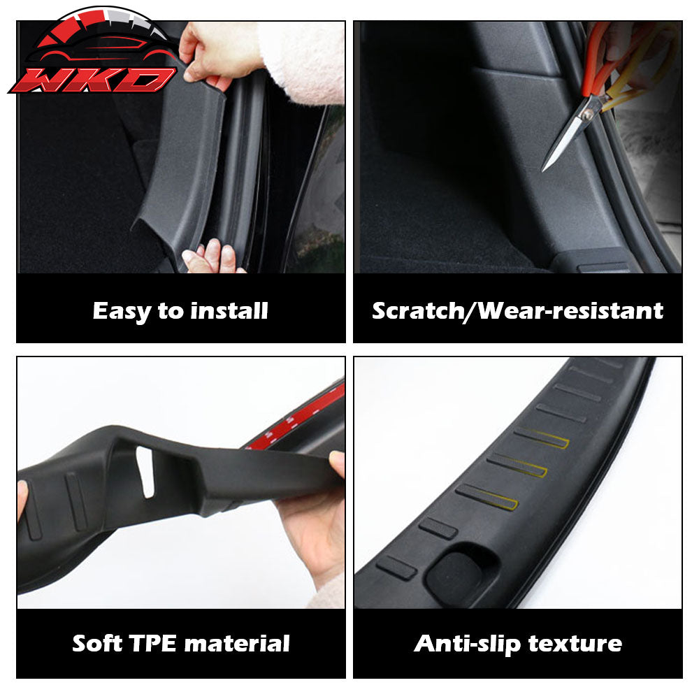 Fits 20-23 Tesla Model Y Black Rear Bumper Guard Sill Plate Trim PP + TPE 3PCS