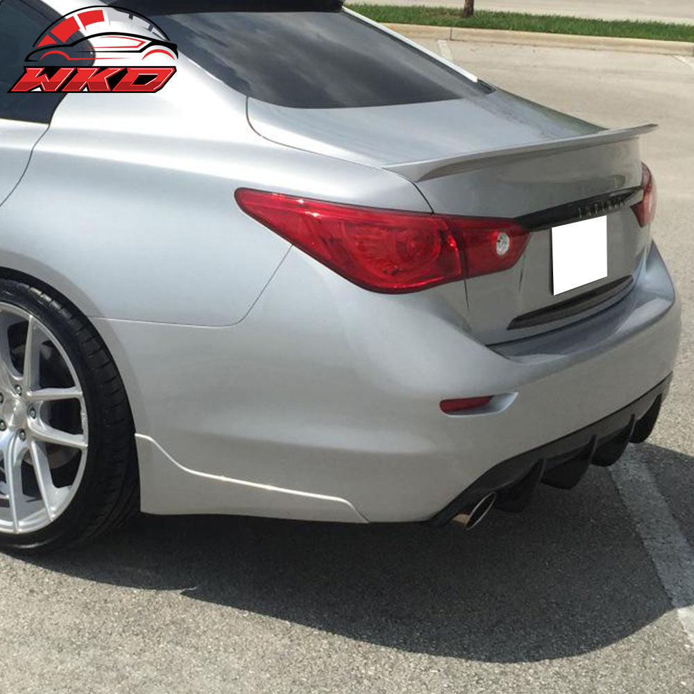 Fits 14-23 Infiniti Q50 2PCS Rear Bumper Lip Aprons Cap Fender Mud Flap Trim ABS