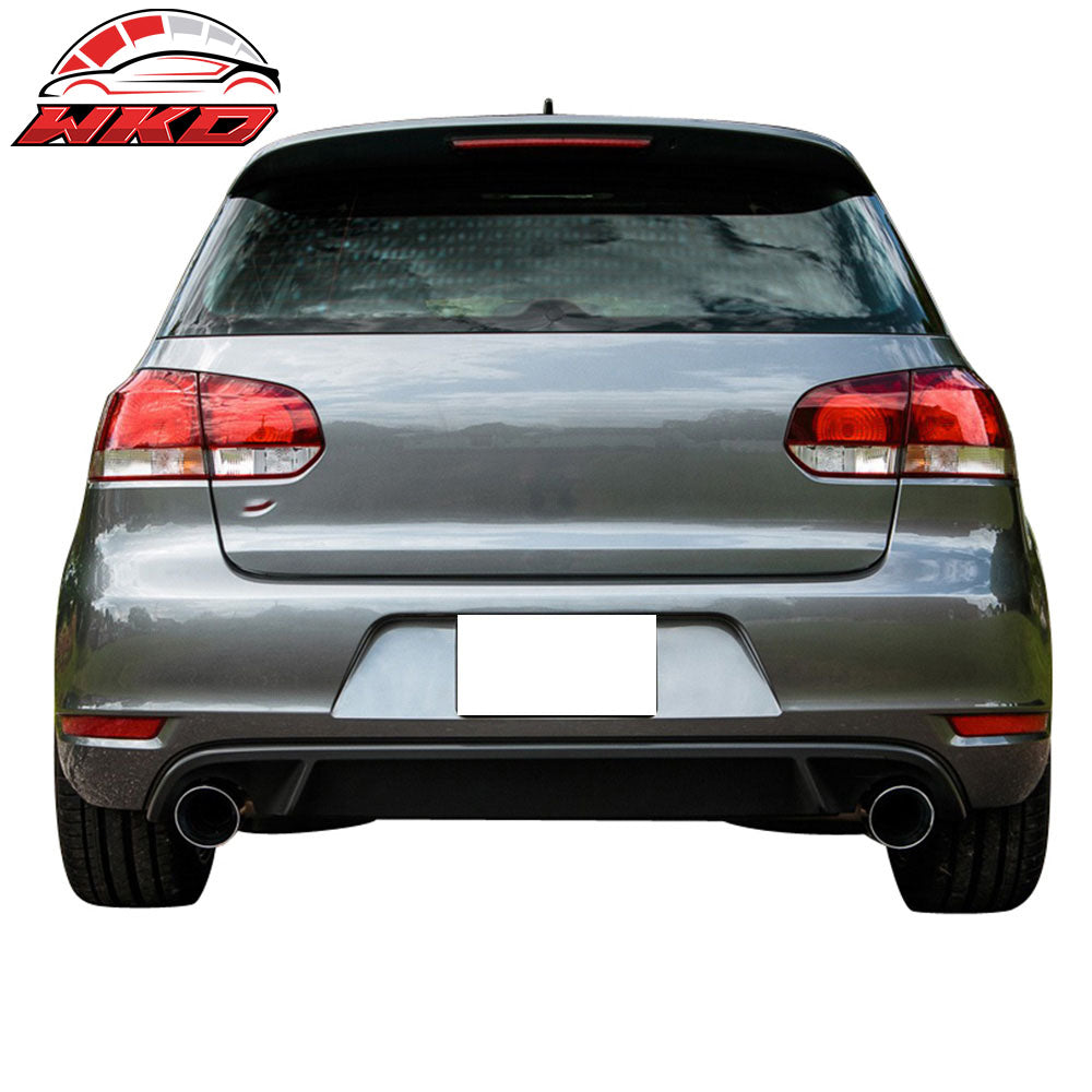 Fits 10-14 Volkswagen VW Golf 6 MK6 Rear Bumper Lip Diffuser Twin Muffler Outlet