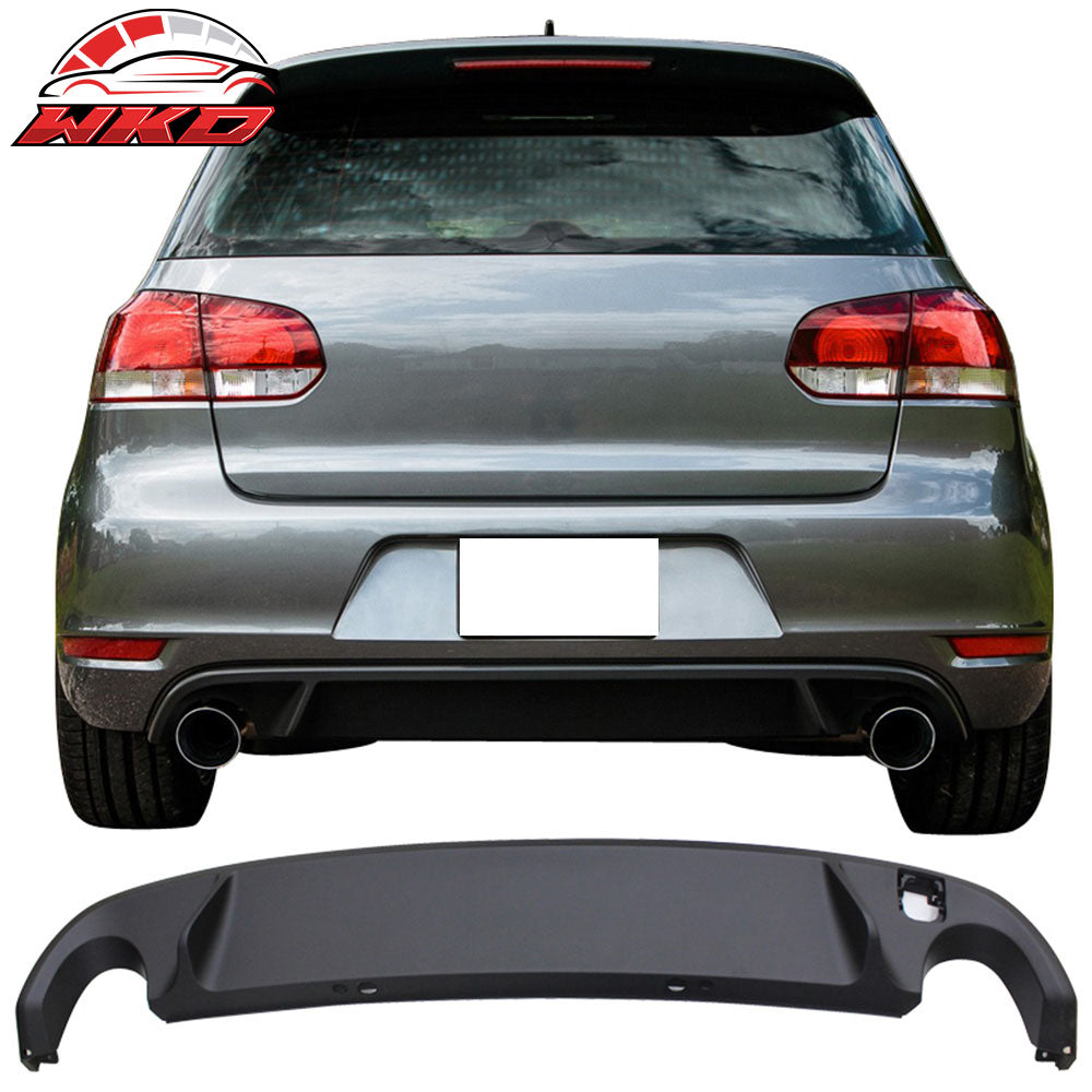 Fits 10-14 Volkswagen VW Golf 6 MK6 Rear Bumper Lip Diffuser Twin Muffler Outlet