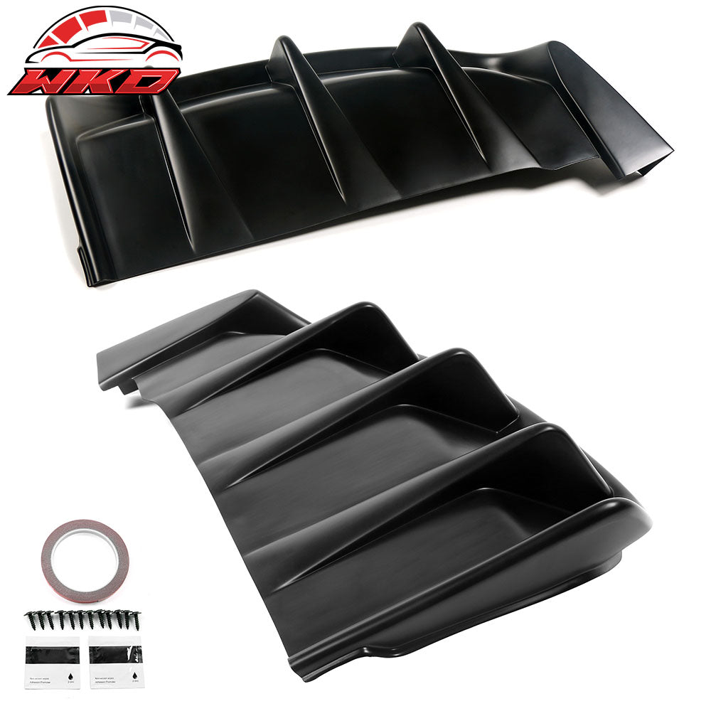Fits 21-24 Ford Mustang Mach-E GT Matte Black Rear Bumper Lip Diffuser Fins 2PC