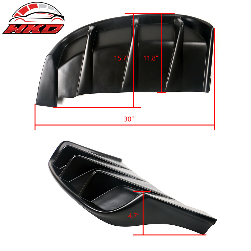 Fits 21-24 Ford Mustang Mach-E GT Matte Black Rear Bumper Lip Diffuser Fins 2PC