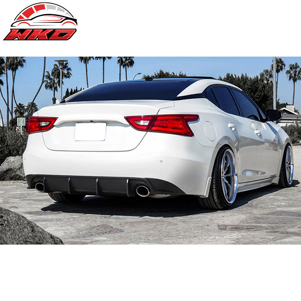 Fits 16-18 Nissan Maxima Rear Bumper Lip Diffuser Valance Kit Unpainted Black PU