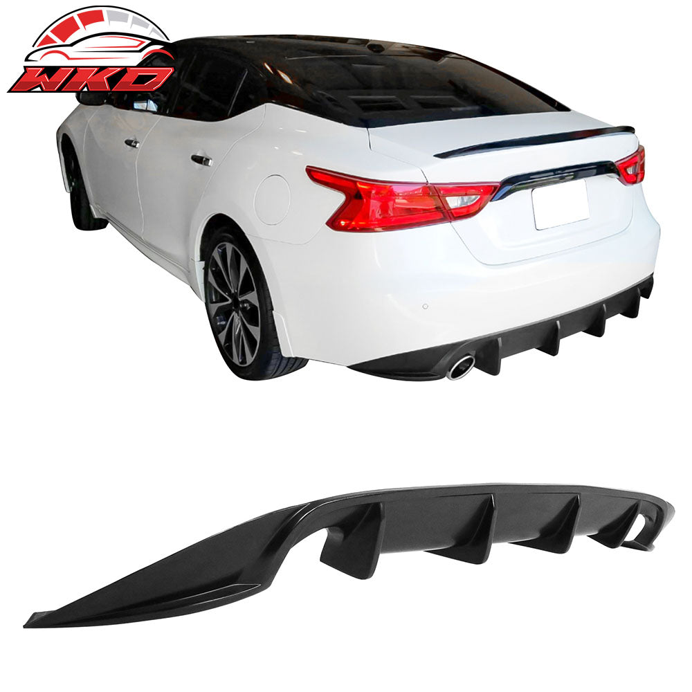 Fits 16-18 Nissan Maxima Rear Bumper Lip Diffuser Valance Kit Unpainted Black PU