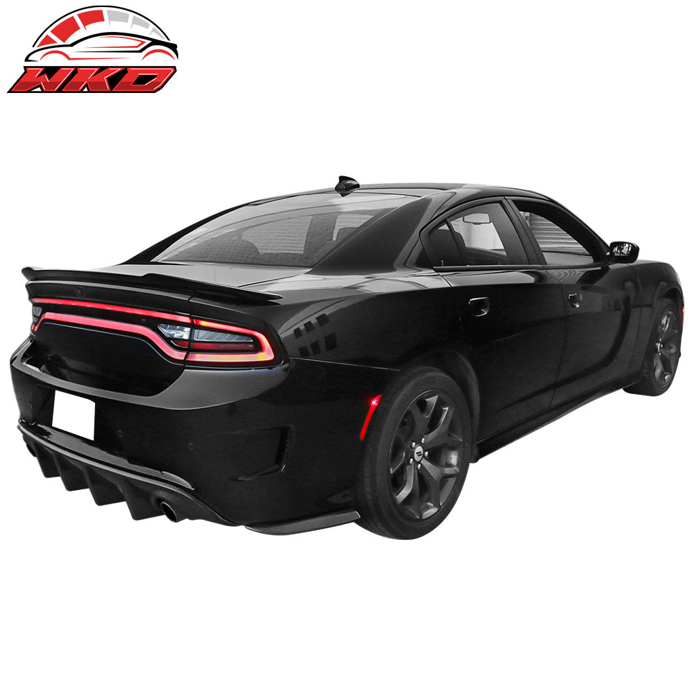Fits 15-23 Dodge Charger Rear Bumper Lip Side Apron Spat 2PC Carbon Fiber Print