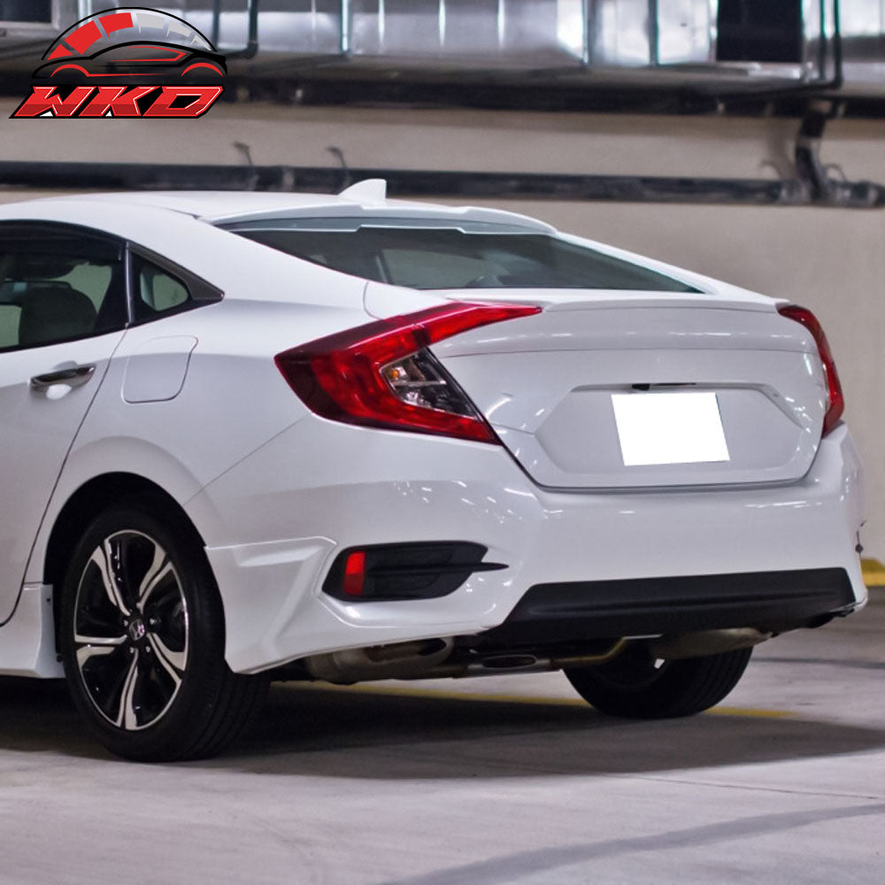 Fits 16-21 Honda Civic Sedan HFP Style Rear Bumper Lip Splitter Side Apron Spats