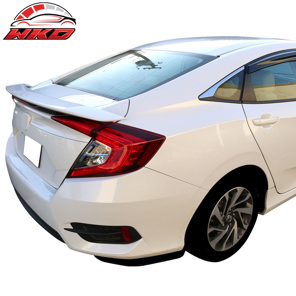 Fits 16-21 Honda Civic Sedan Rear Bumper Lip Spoiler Splitter Side Apron 2PC PP