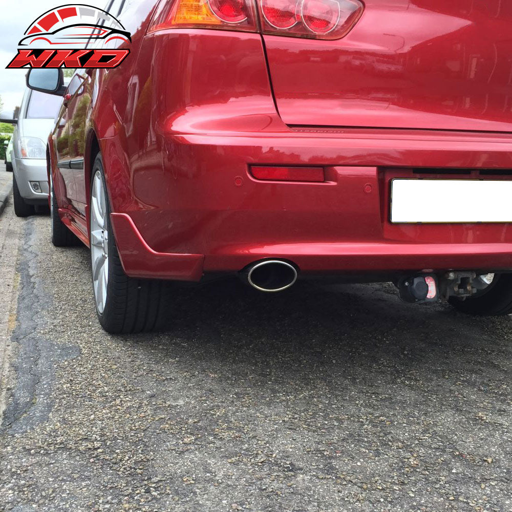 Fits 08-15 Mitsubishi Lancer Rear Bumper Lip Aprons 2PC Unpainted - PU