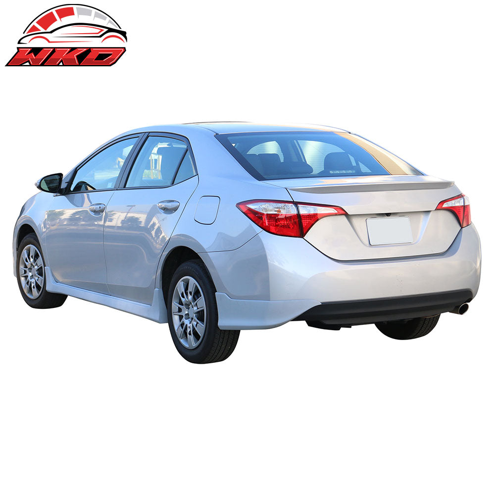 Fits 14-19 Toyota Corolla Rear Bumper Lip Corner Apron Unpainted Black PU - 2PCS