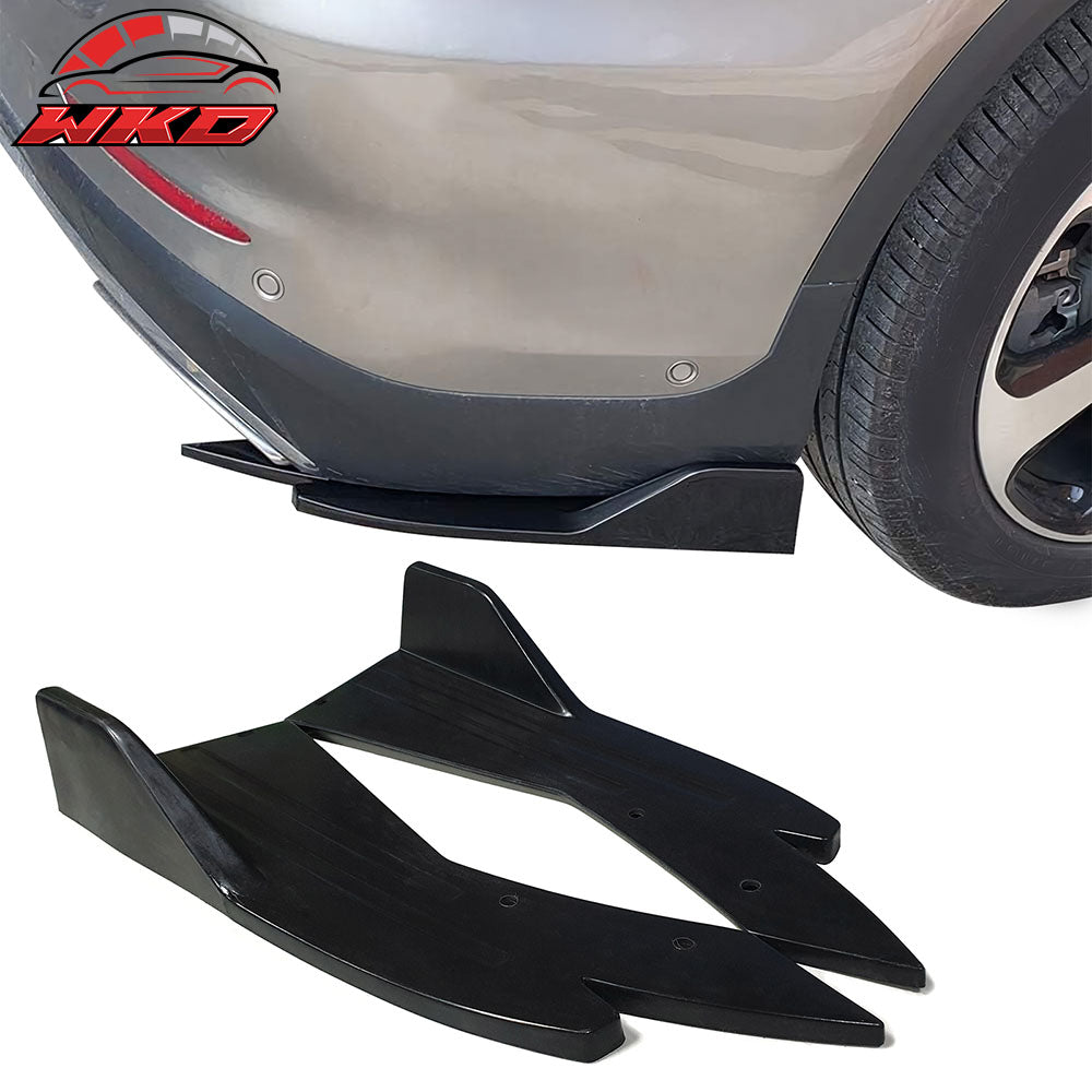 Universal 2PC Rear Bumper Lip Aprons Side Extensions Splitters PU Unpainted