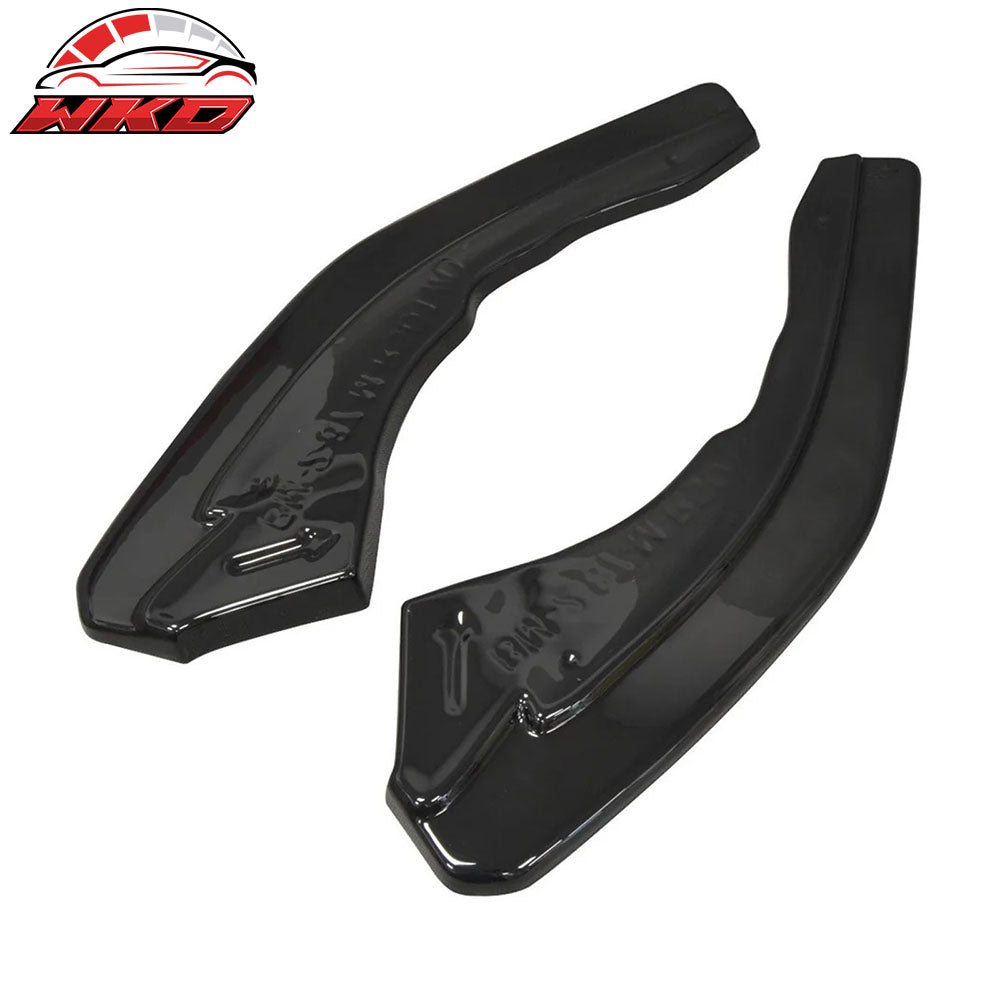 Fits 16-22 BMW F87 M2 Rear Bumper Lip Corner Aprons Unpainted Black PU - 2PCS
