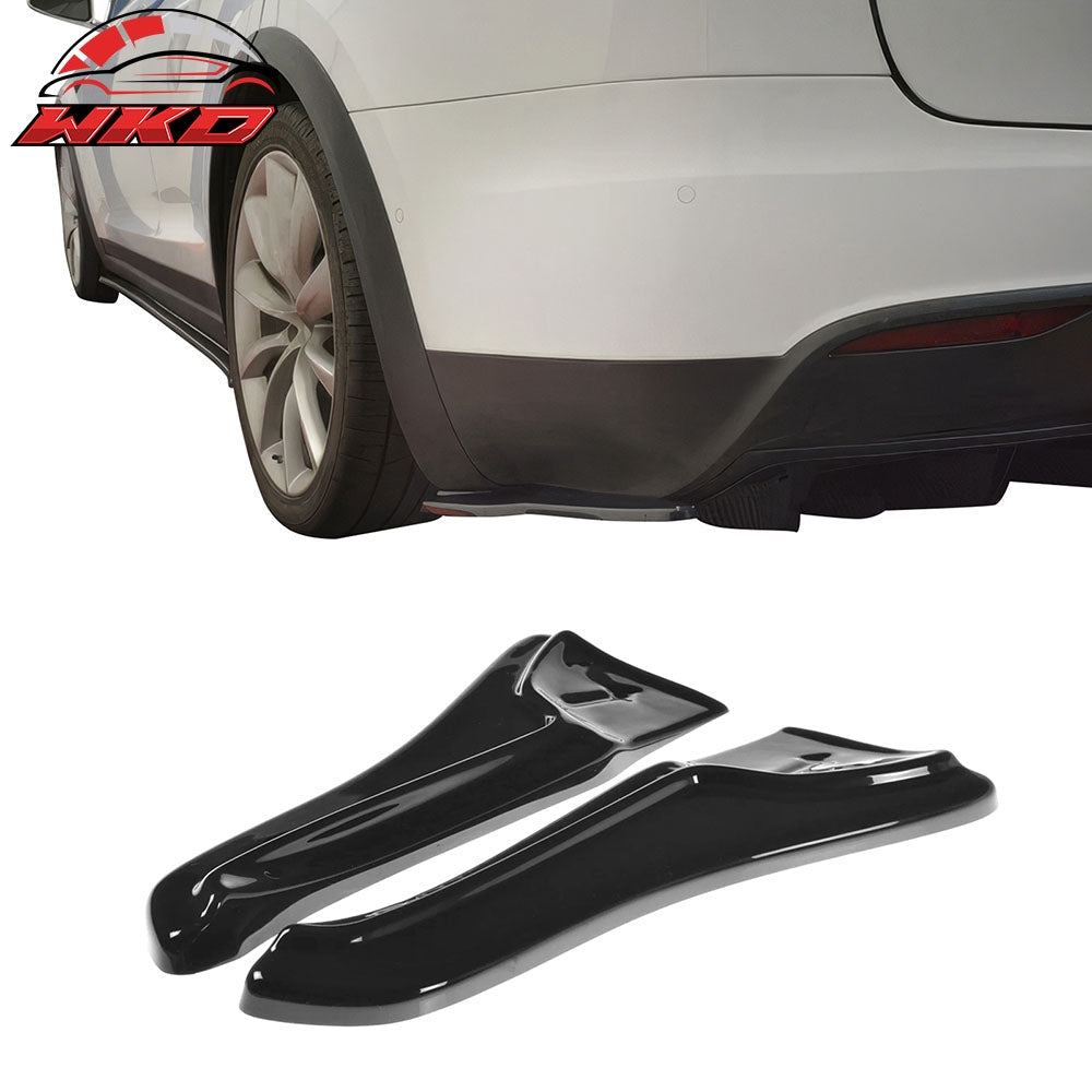 2016-26 Tesla Model X Maxton Style Unpainted Rear Bumper Side Splitters PU | Wholesale