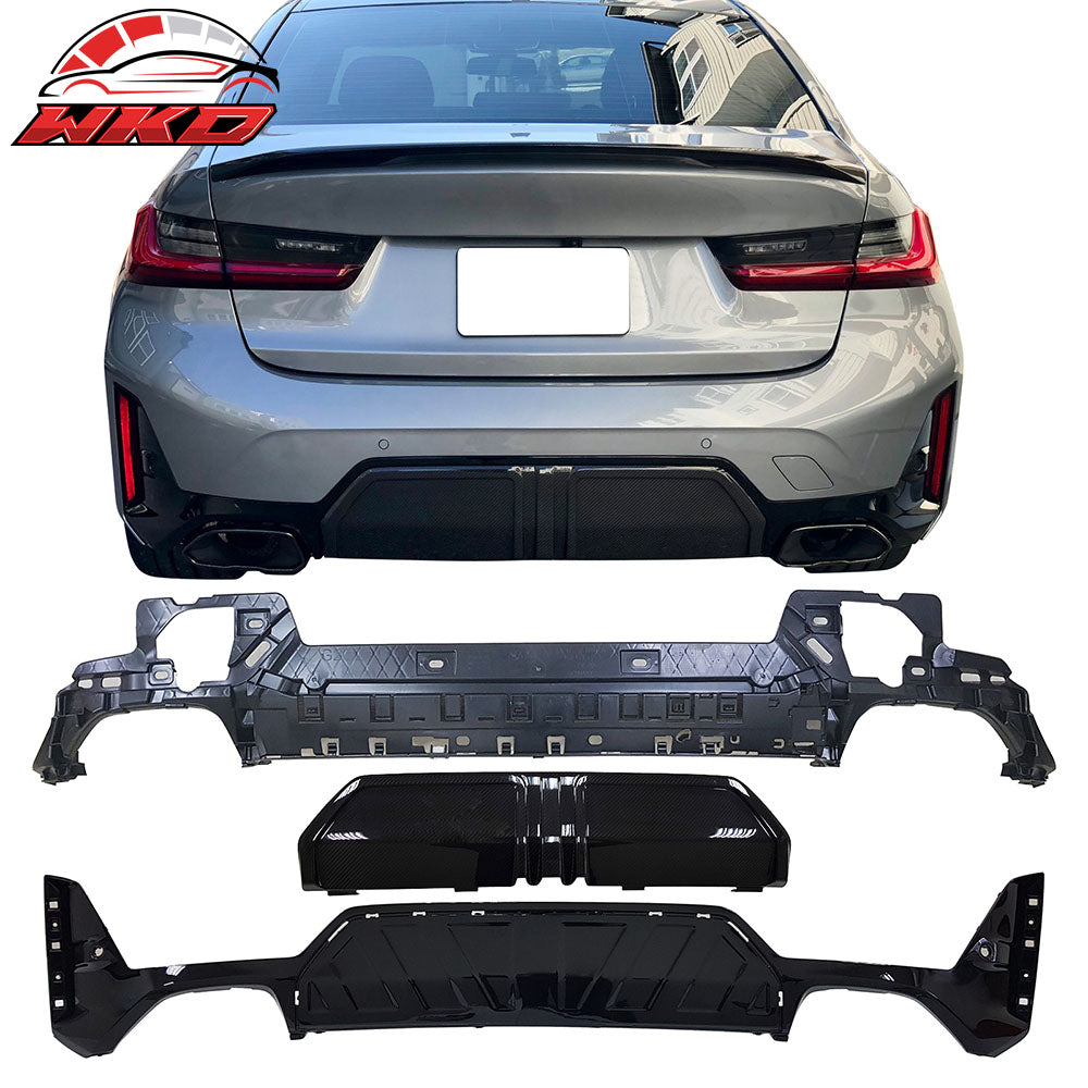 Fits 23-26 BMW G20 3-Series LCI M340i M-P Style Rear Bumper Diffuser Gloss Black