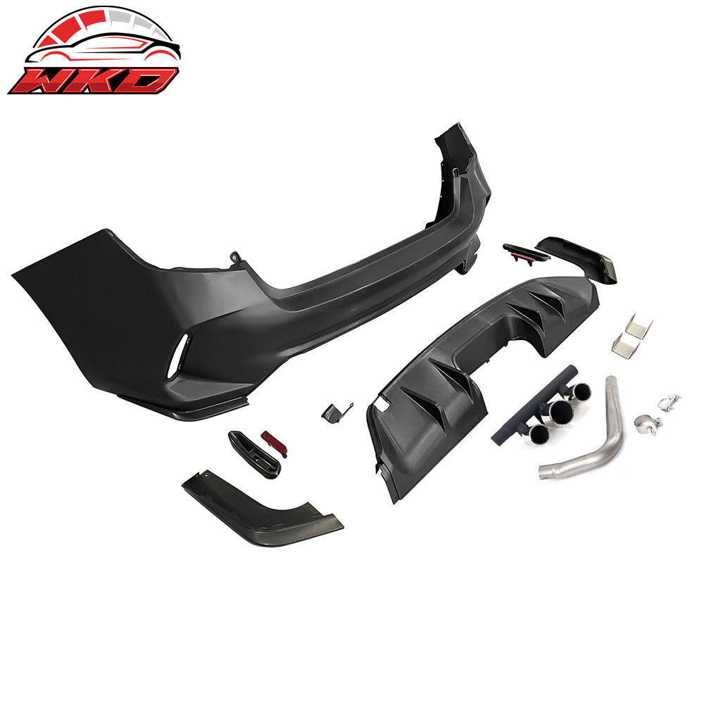 Fits 22-26 Honda Civic LX Sport Rear Bumper Type R Style +Diffuser +Exhaust Pipe