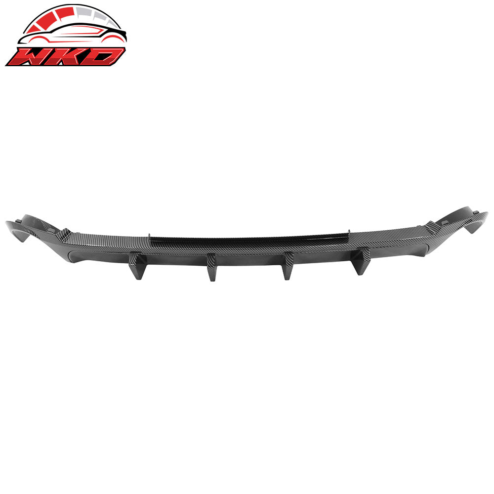 Fits 13-14 Ford Mustang V6 GT Carbon Fiber Print PP Rear Diffuser Lip W/ V2 Fin