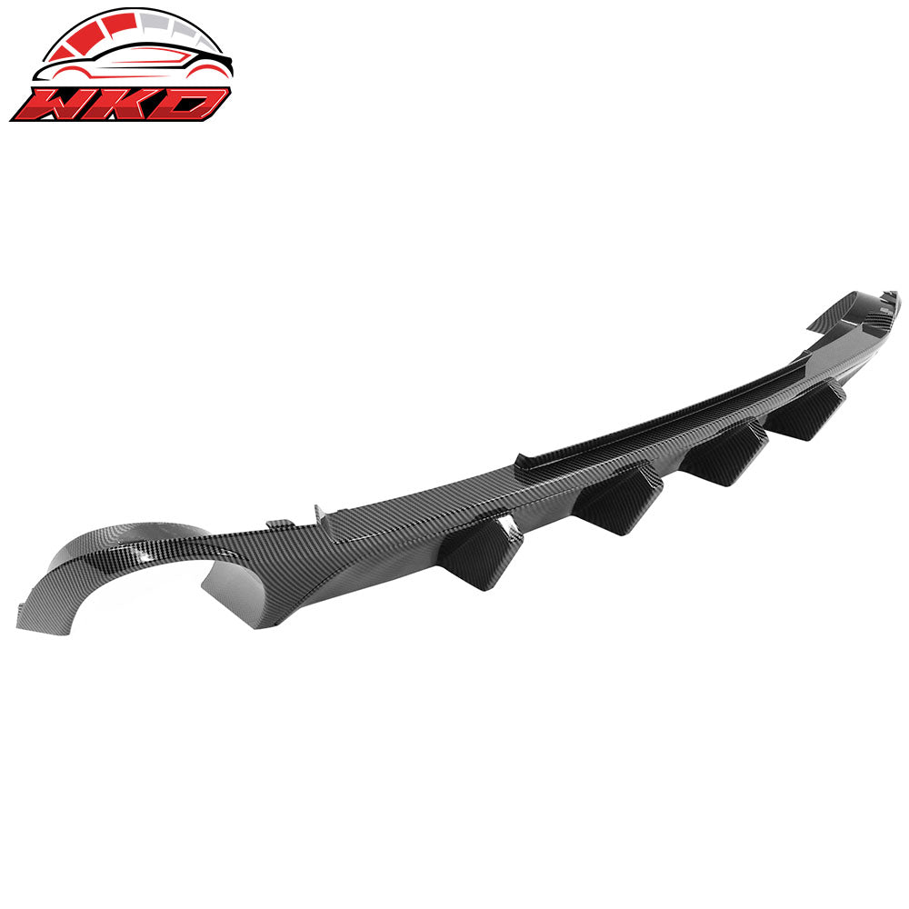 Fits 13-14 Ford Mustang V6 GT Carbon Fiber Print PP Rear Diffuser Lip W/ V2 Fin