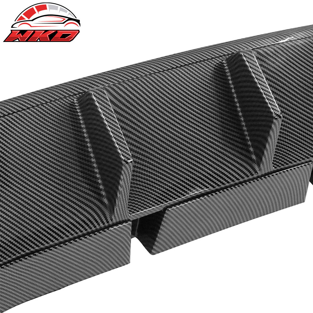 Fits 13-14 Ford Mustang V6 GT Carbon Fiber Print PP Rear Diffuser Lip W/ V2 Fin