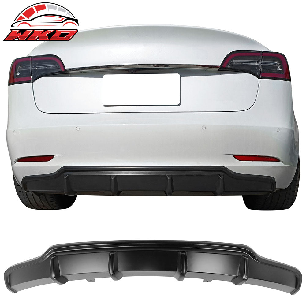 Fits 17-23 Tesla Model 3 V Style Rear Bumper Lip Diffuser Valance ABS Unpainted