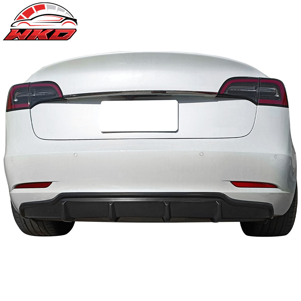 Fits 17-23 Tesla Model 3 V Style Rear Bumper Lip Diffuser Valance ABS Unpainted