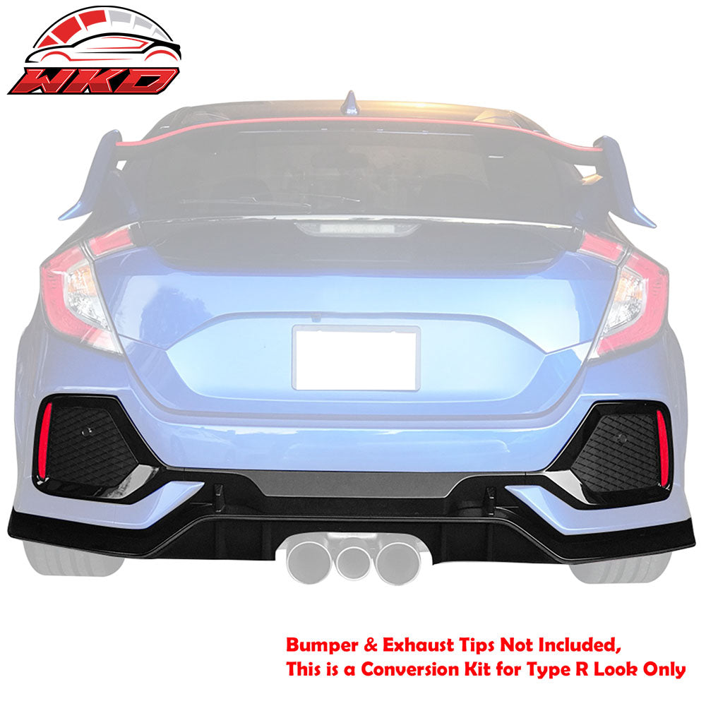 Fits 17-21 Honda Civic Hatchback Type R Rear Bumper Garnish Conversion Kit - PP