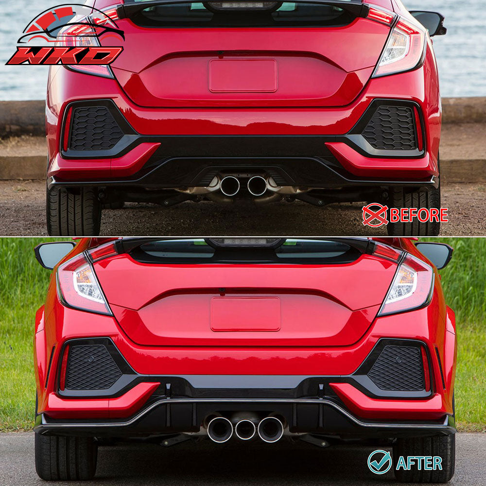 Fits 17-21 Honda Civic Hatchback Type R Rear Bumper Garnish Conversion Kit - PP