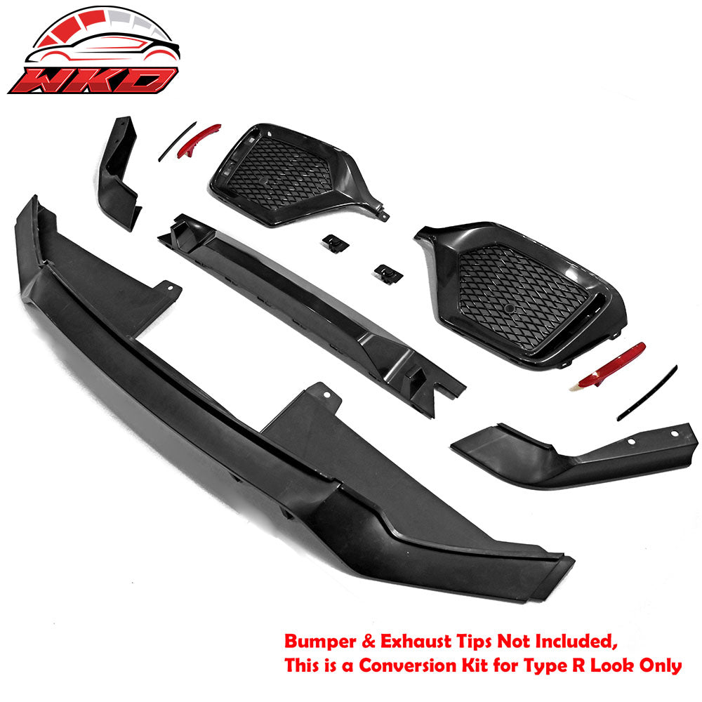 Fits 17-21 Honda Civic Hatchback Type R Rear Bumper Garnish Conversion Kit - PP