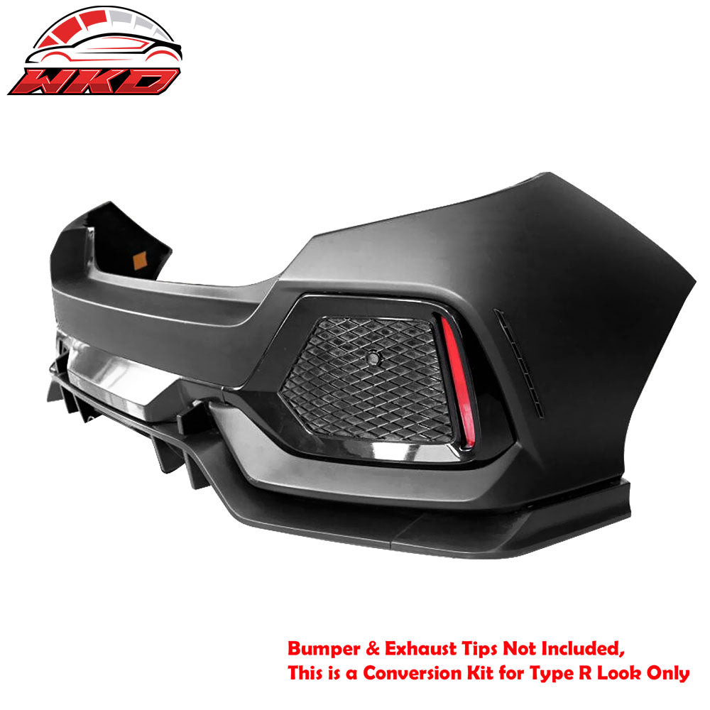 Fits 17-21 Honda Civic Hatchback Type R Rear Bumper Garnish Conversion Kit - PP