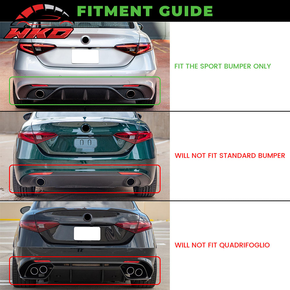 Fits 17-25 Alfa Romeo Giulia MX Style Rear Bumper Lip Diffuser PU Unpainted