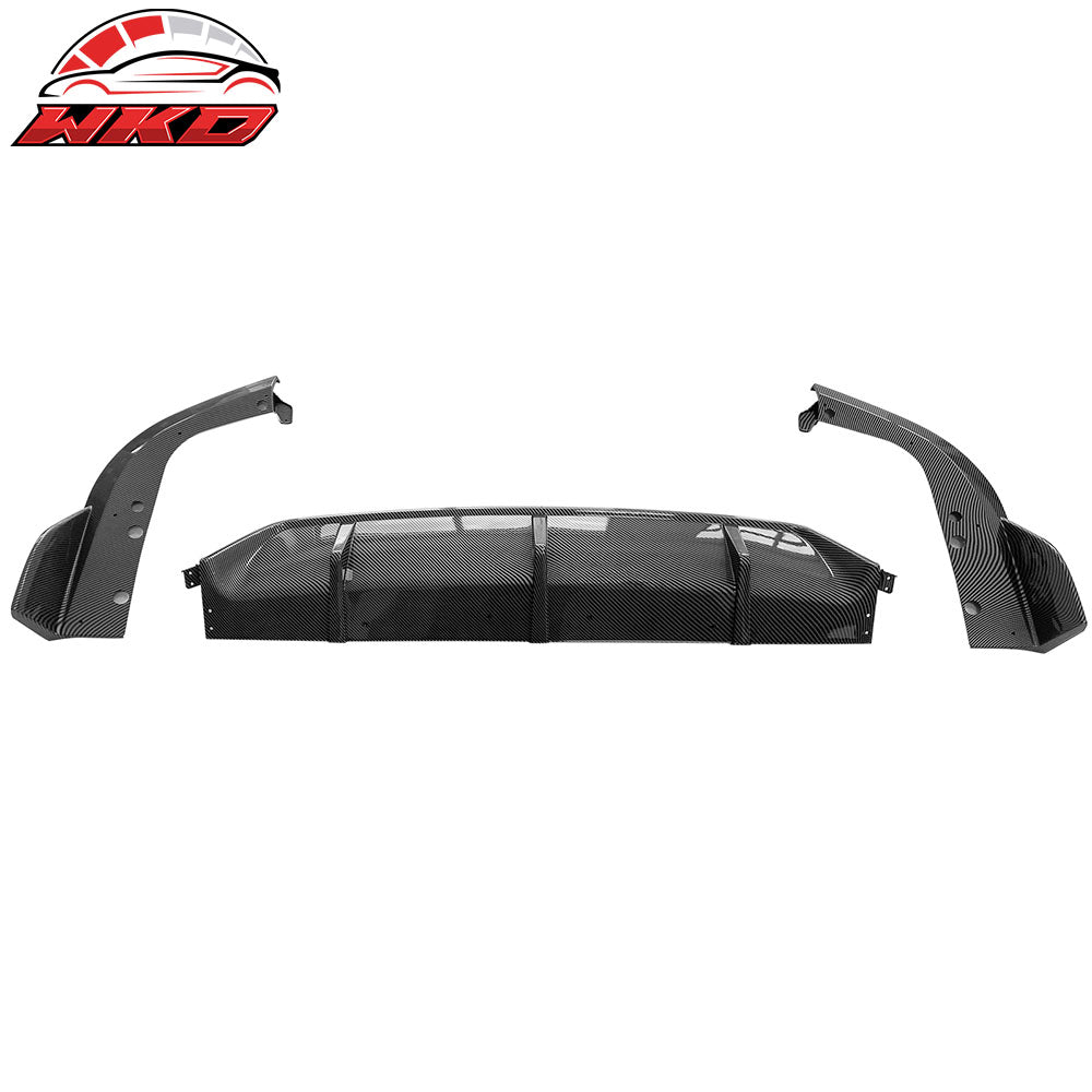 Fits 19-25 BMW G05 X5 M Sport Rear Bumper Lip Diffuser Carbon Fiber Print 3PC