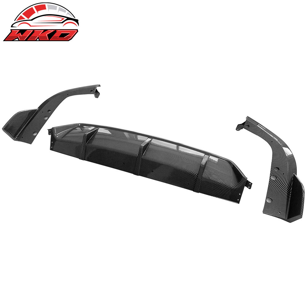 Fits 19-25 BMW G05 X5 M Sport Rear Bumper Lip Diffuser Carbon Fiber Print 3PC