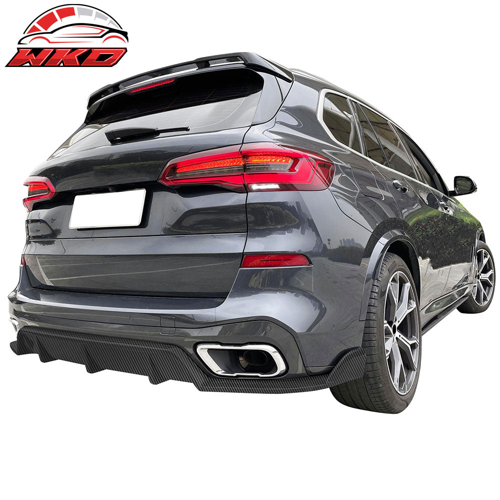 Fits 19-25 BMW G05 X5 M Sport Rear Bumper Lip Diffuser Carbon Fiber Print 3PC