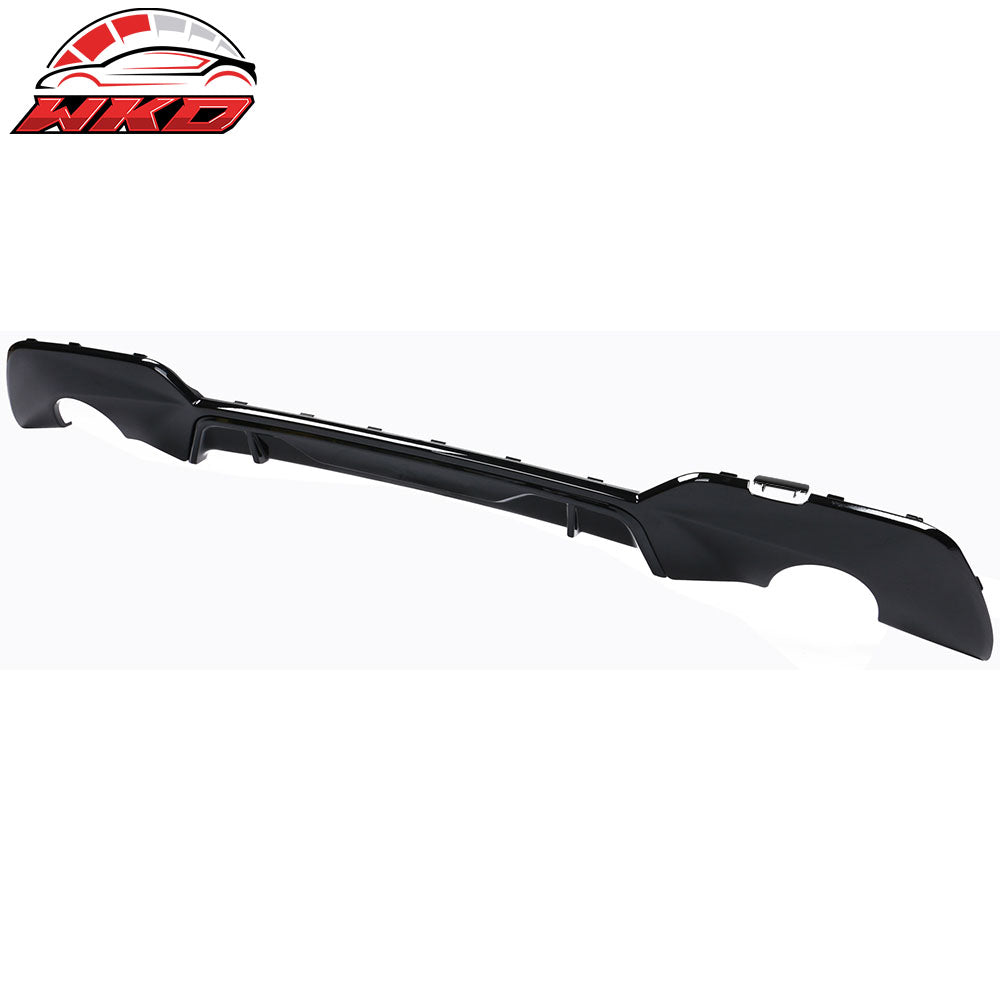 Fits 19-22 BMW 330i M Sport Dual Single Exhaust Rear Lip Diffuser Gloss Black PP