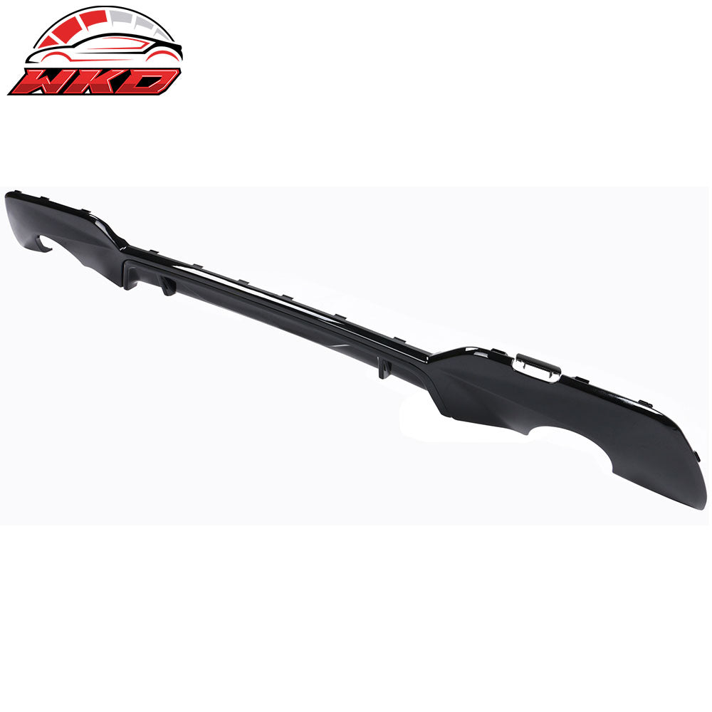 Fits 19-22 BMW 330i M Sport Dual Single Exhaust Rear Lip Diffuser Gloss Black PP